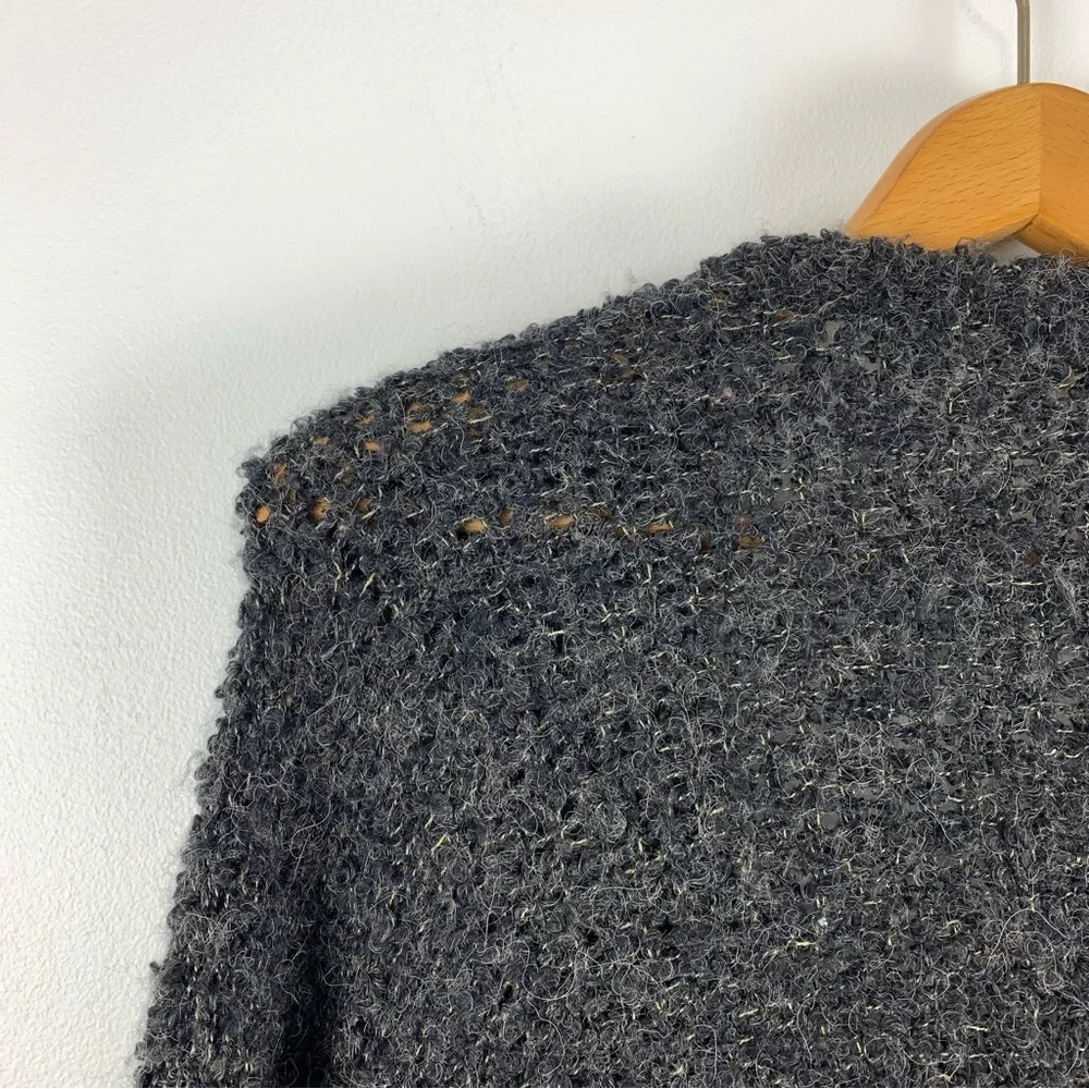 Free People Boucle Cardi Sweater in Black Size Medium Alpaca Blend